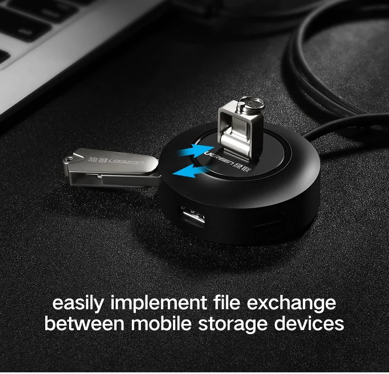 Bộ chia Hub USB 2.0 4 cổng màu đen 1M Ugreen (20277)