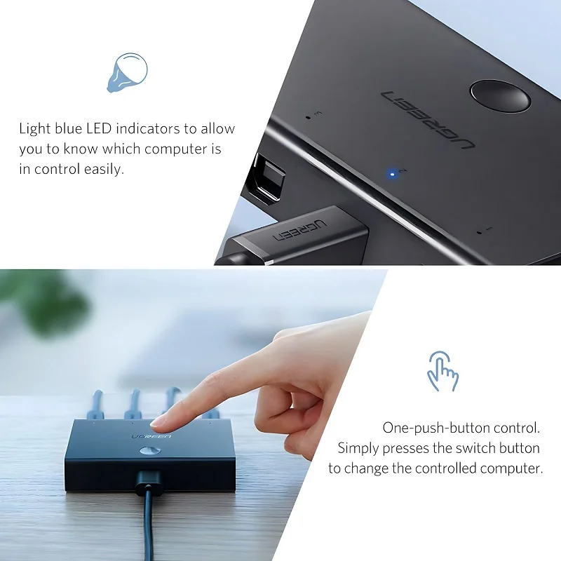 Bộ chia HUB USB 2.0 chuyển mạch chia sẻ dữ liệu 2 cổng USB 2.0 Ugreen (30346)