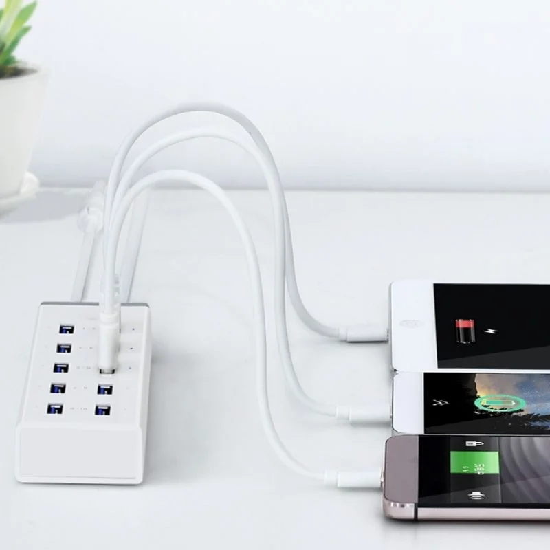 Bộ chia Hub USB 3.0 10 cổng kèm nguồn ngoài 12V tích hợp BC1.2 Ugreen (20297) — ảnh 2