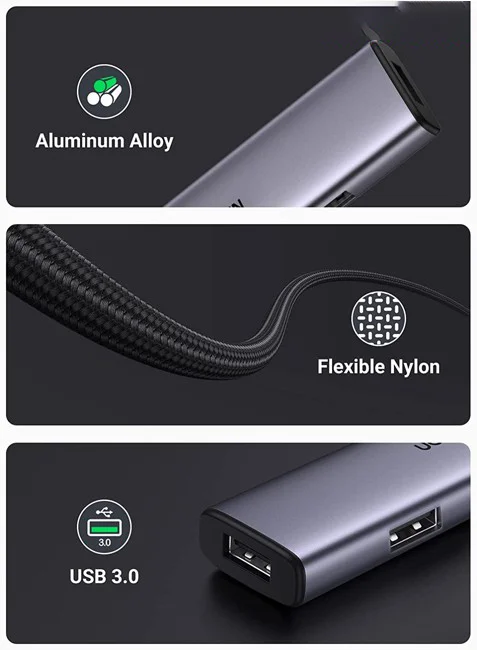 Bộ chia Hub USB 3.0 4 cổng màu đen Ugreen (20805) — ảnh 4