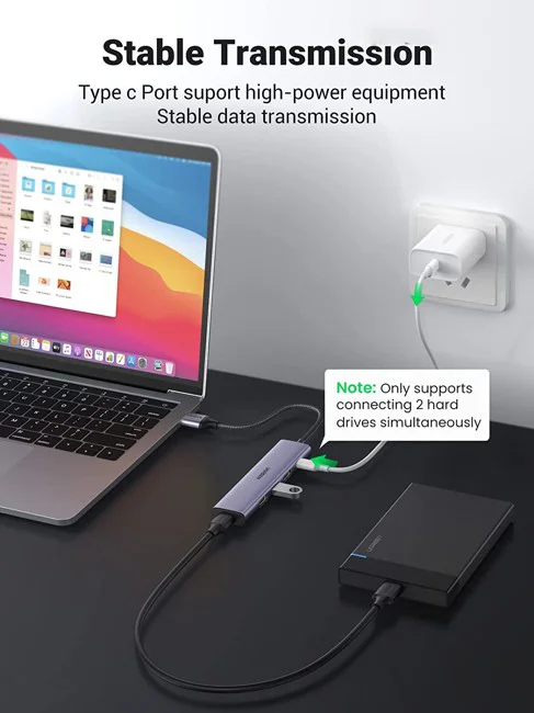 Bộ chia Hub USB 3.0 4 cổng màu đen Ugreen (20805)