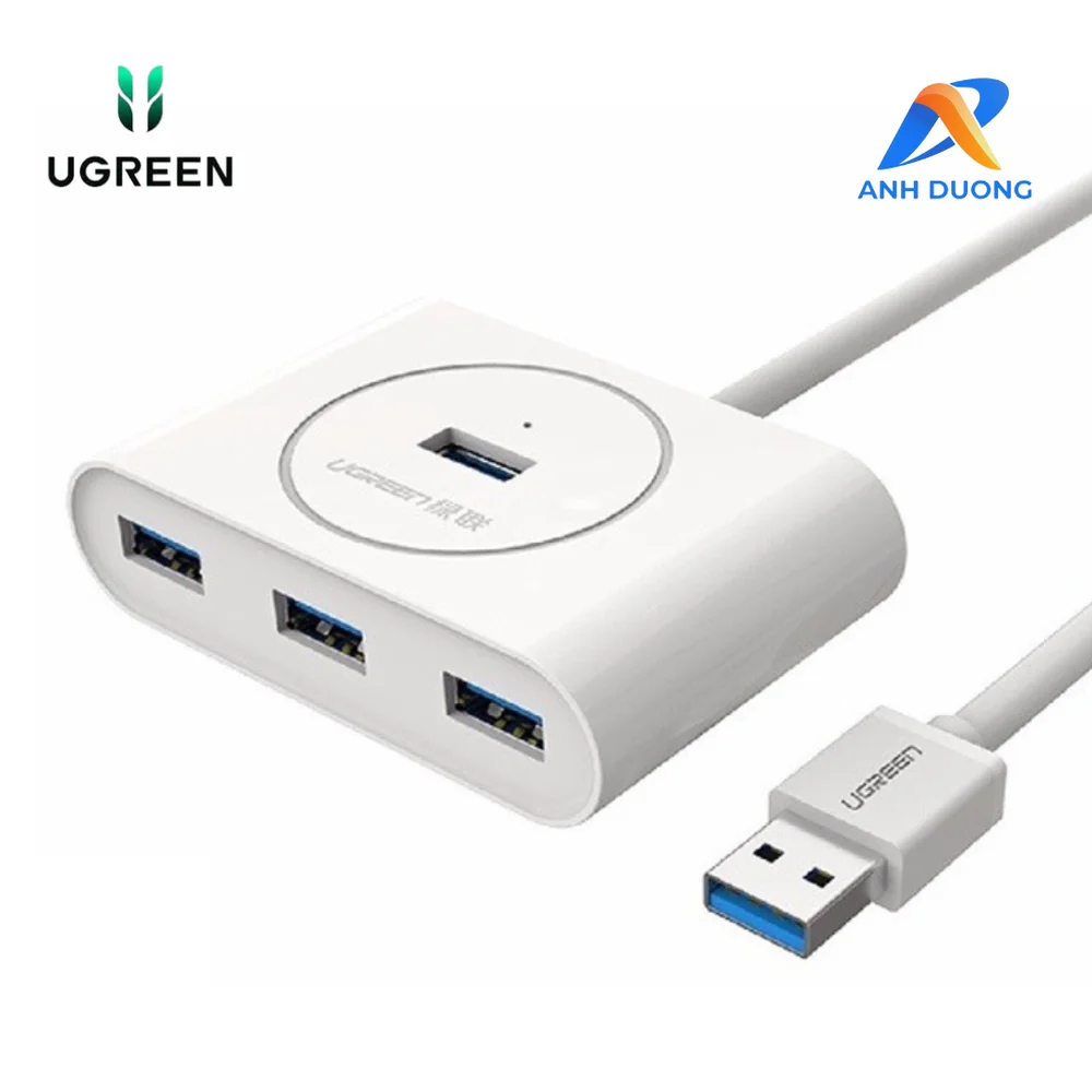 Bộ chia Hub USB 3.0 4 cổng màu trắng dài 0.5M Ugreen (20282)