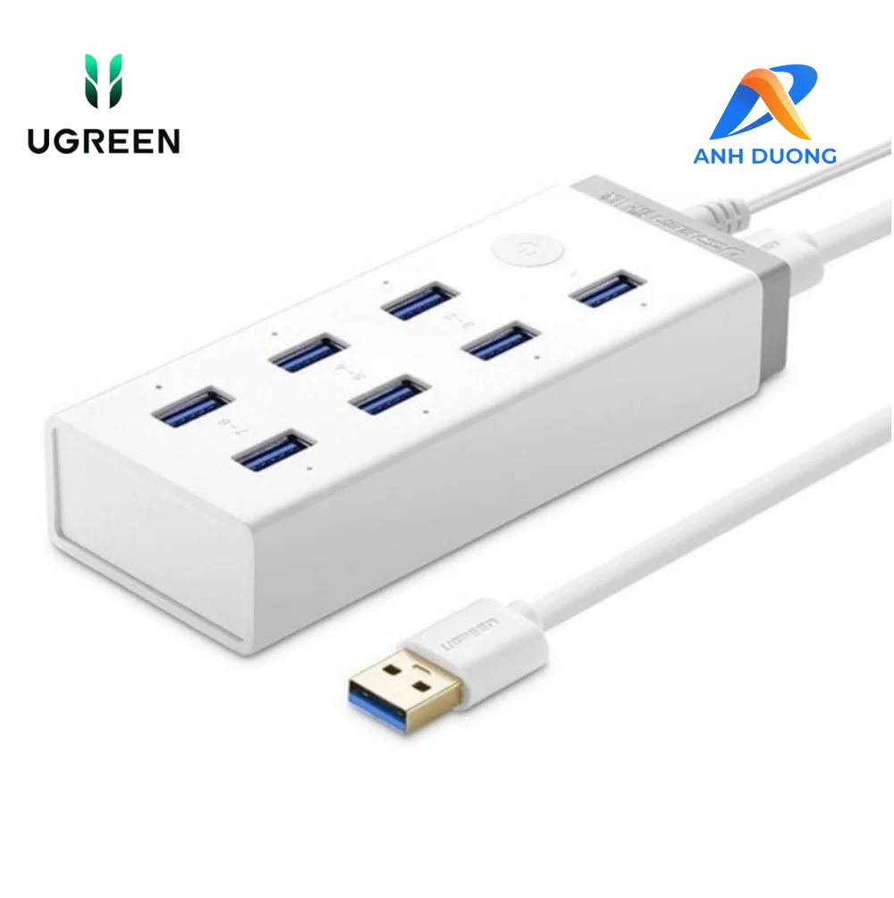 Bộ chia Hub USB 3.0 7 cổng kèm nguồn ngoài 12V tích hợp BC1.2 Ugreen (20296)