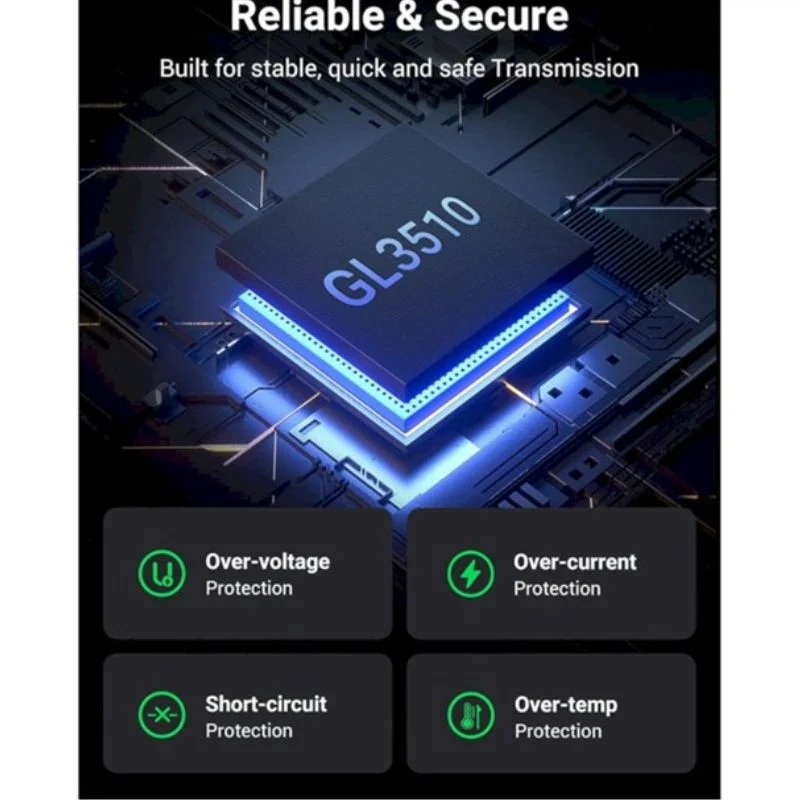 Bộ chia Hub USB 3.0 có 7 cổng màu đen nguồn 5V Ugreen (90305)