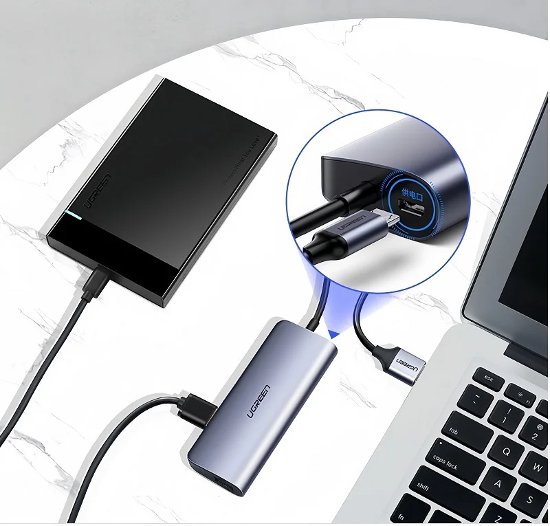 Bộ chia Hub USB 3.0 sang 3 cổng USB 3.0 và cổng mạng LAN Ugreen (60719) — ảnh 5