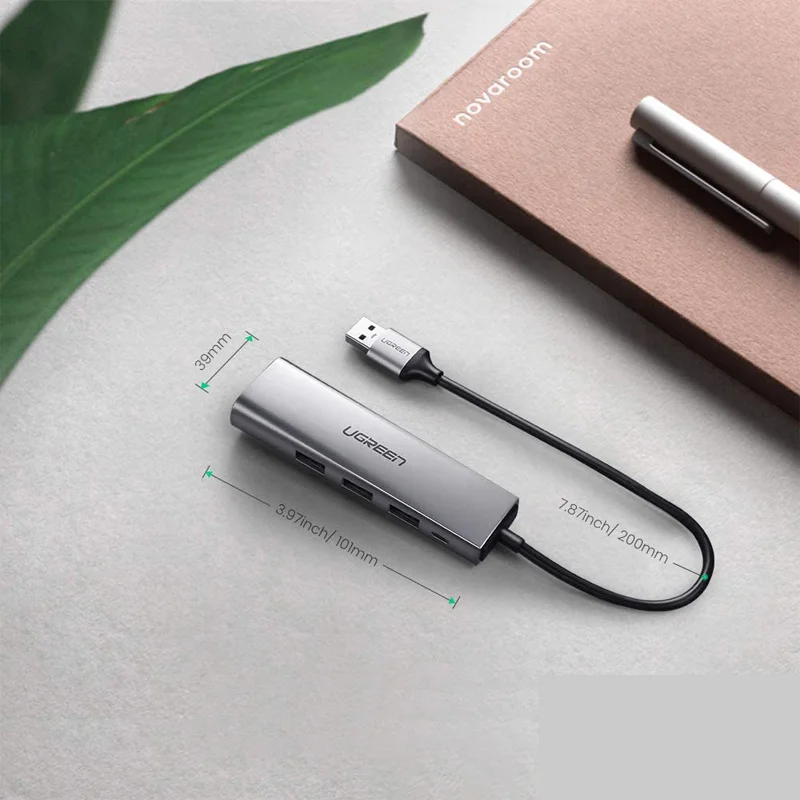 Bộ chia Hub USB 3.0 sang 3 cổng USB 3.0 và cổng mạng LAN Ugreen (60812)