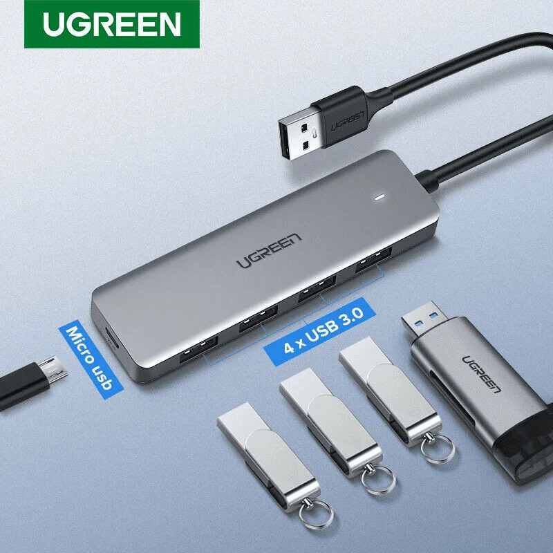 Bộ chia Hub USB 3.0 sang 4 cổng màu xám Ugreen (50985) — ảnh 2