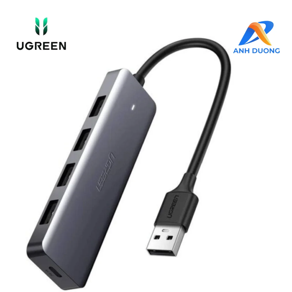 Bộ chia Hub USB 3.0 sang 4 cổng màu xám Ugreen (50985)