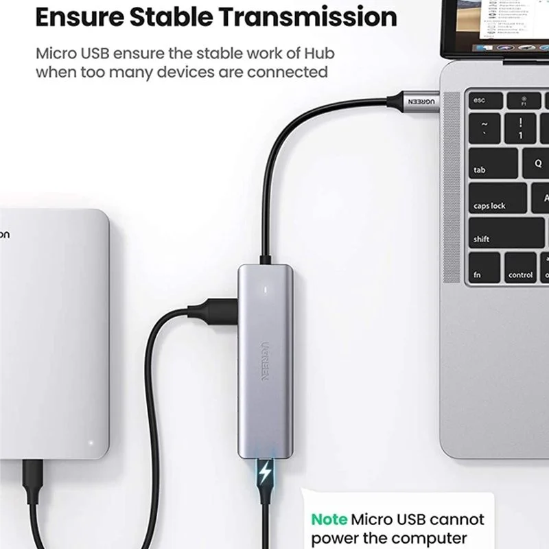 Bộ chia Hub USB-C 4 cổng màu xám Ugreen (70336) — ảnh 3
