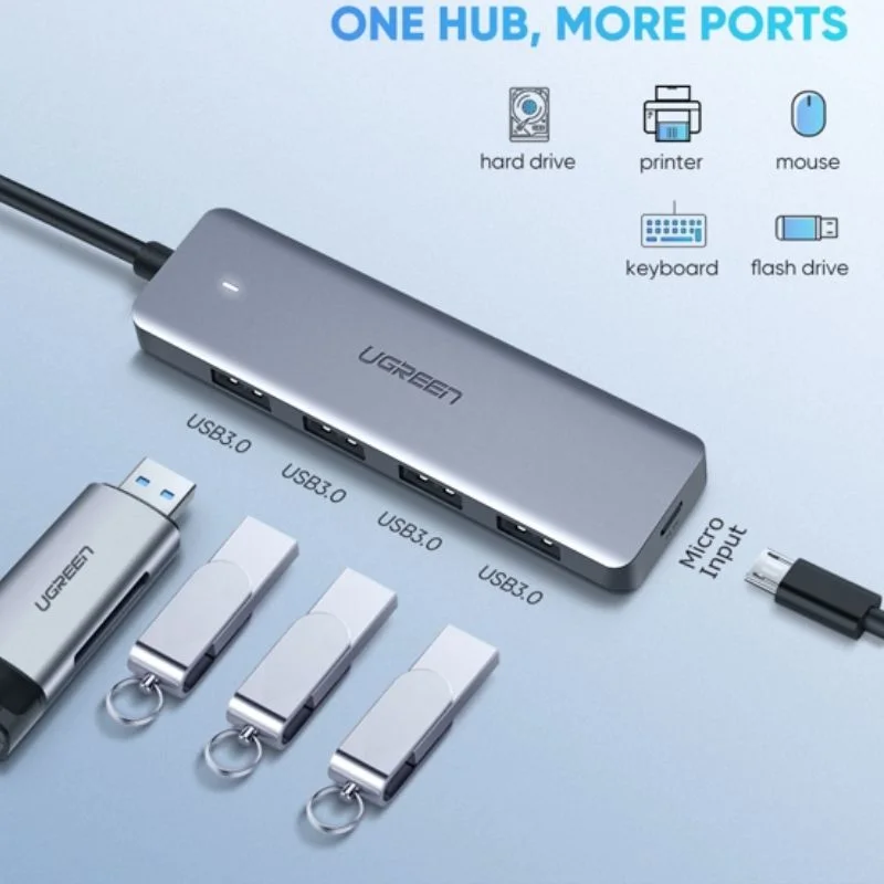 Bộ chia Hub USB-C 4 cổng màu xám Ugreen (70336) — ảnh 6