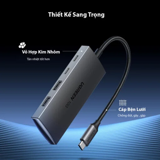 Bộ chia Hub USB-C ra 2 cổng USB 3.1 và 2 cổng USB-C màu đen Ugreen (30758) — ảnh 11