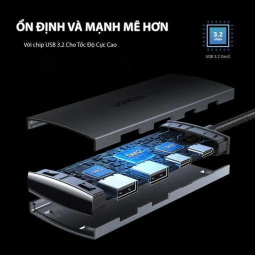 Bộ chia Hub USB-C ra 2 cổng USB 3.1 và 2 cổng USB-C màu đen Ugreen (30758) — ảnh 13