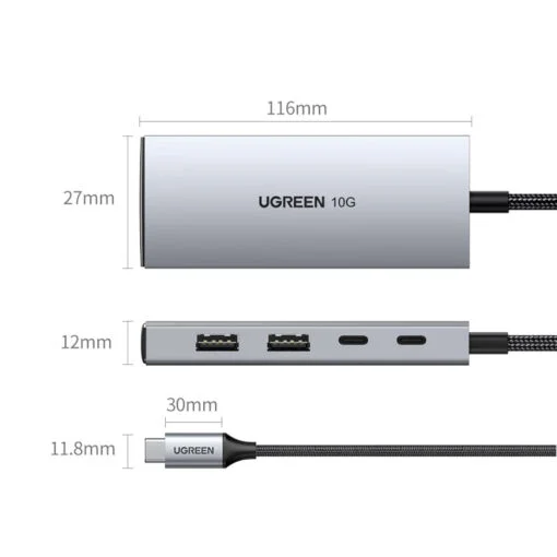 Bộ chia Hub USB-C ra 2 cổng USB 3.1 và 2 cổng USB-C màu đen Ugreen (30758) — ảnh 14