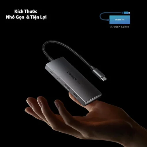 Bộ chia Hub USB-C ra 2 cổng USB 3.1 và 2 cổng USB-C màu đen Ugreen (30758)