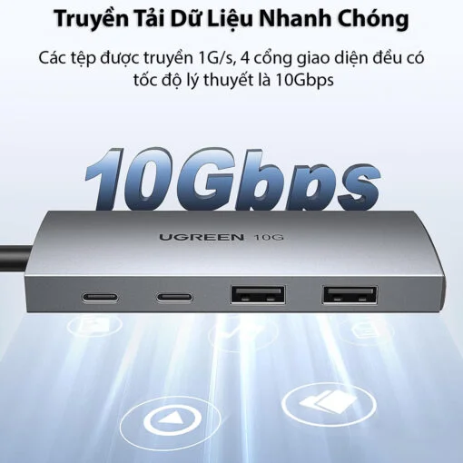 Bộ chia Hub USB-C ra 2 cổng USB 3.1 và 2 cổng USB-C màu đen Ugreen (30758) — ảnh 6
