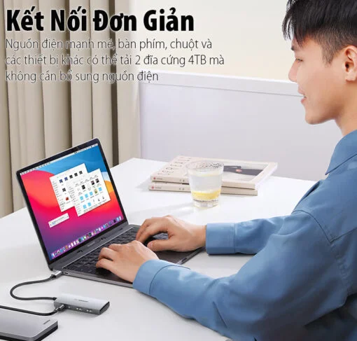 Bộ chia Hub USB-C ra 2 cổng USB 3.1 và 2 cổng USB-C màu đen Ugreen (30758) — ảnh 7