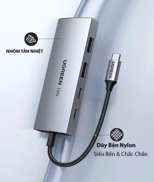 Bộ chia Hub USB-C ra 2 cổng USB 3.1 và 2 cổng USB-C màu đen Ugreen (30758) — ảnh 9