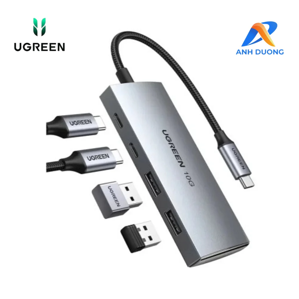 Bộ chia Hub USB-C ra 2 cổng USB 3.1 và 2 cổng USB-C màu đen Ugreen (30758)