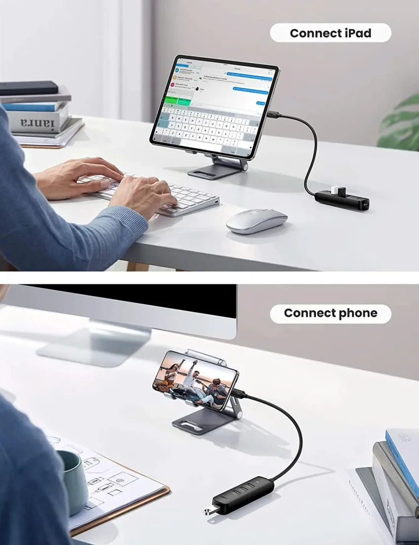 Bộ chia Hub USB-C ra 4 cổng USB 3.0 màu đen dài 20cm Ugreen (10916) — ảnh 4