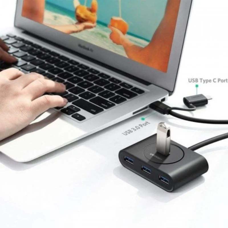 Bộ chia USB 3.0 + Type-C 4 cổng màu đen, dài 1M Ugreen (40850) — ảnh 3