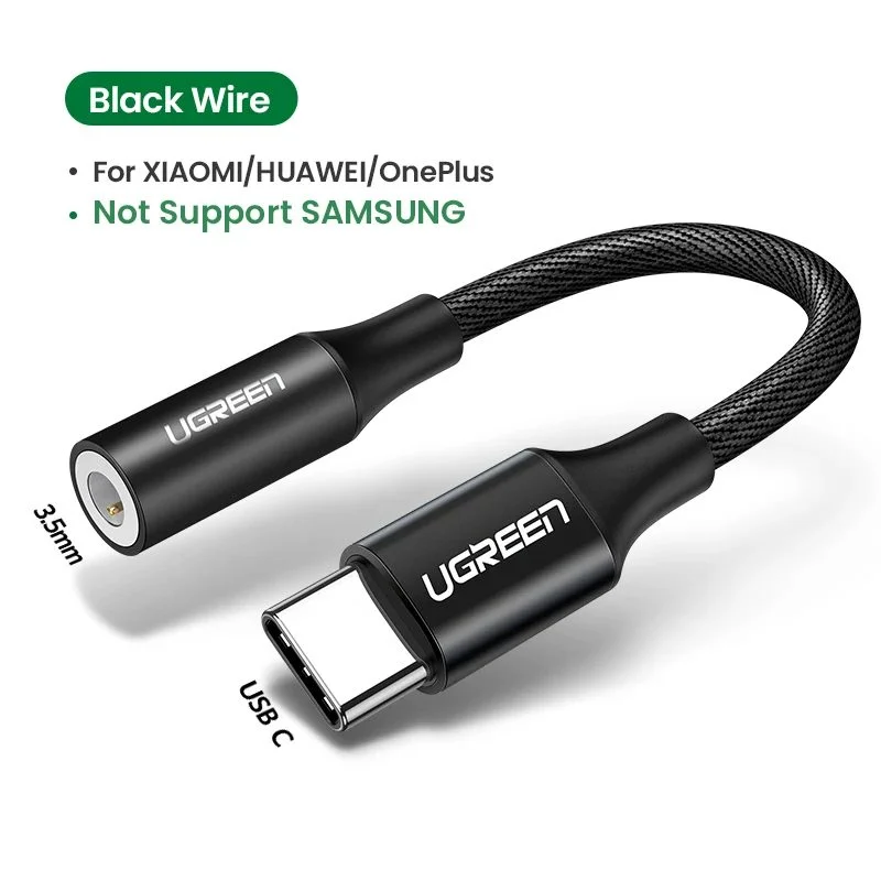 Bộ chuyển âm thanh USB-C ra 3.5mm màu đen, dài 10cm Ugreen (70858) — ảnh 1