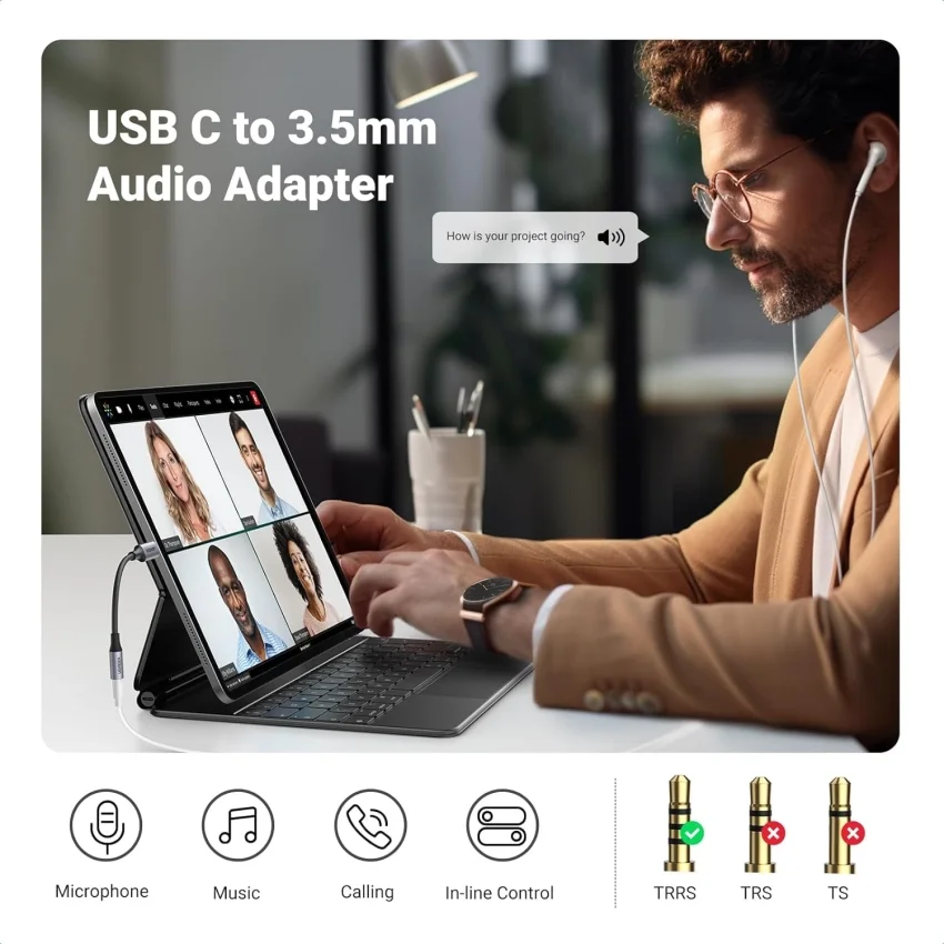 Bộ chuyển âm thanh USB-c ra 3.5mm màu đen, dài 10cm Ugreen (80154) — ảnh 12