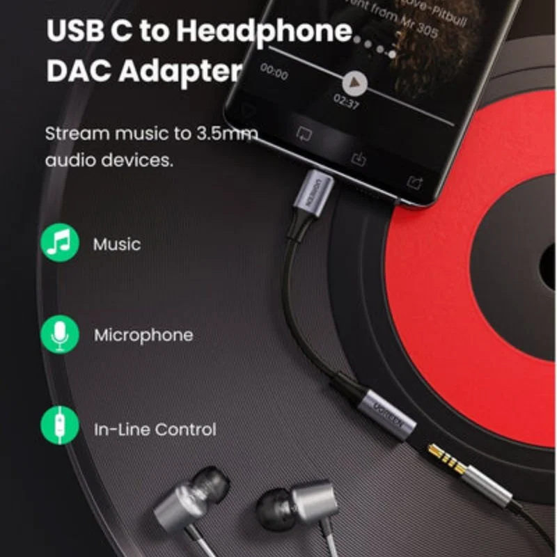 Bộ chuyển âm thanh USB-c ra 3.5mm màu đen, dài 10cm Ugreen (80154) — ảnh 6