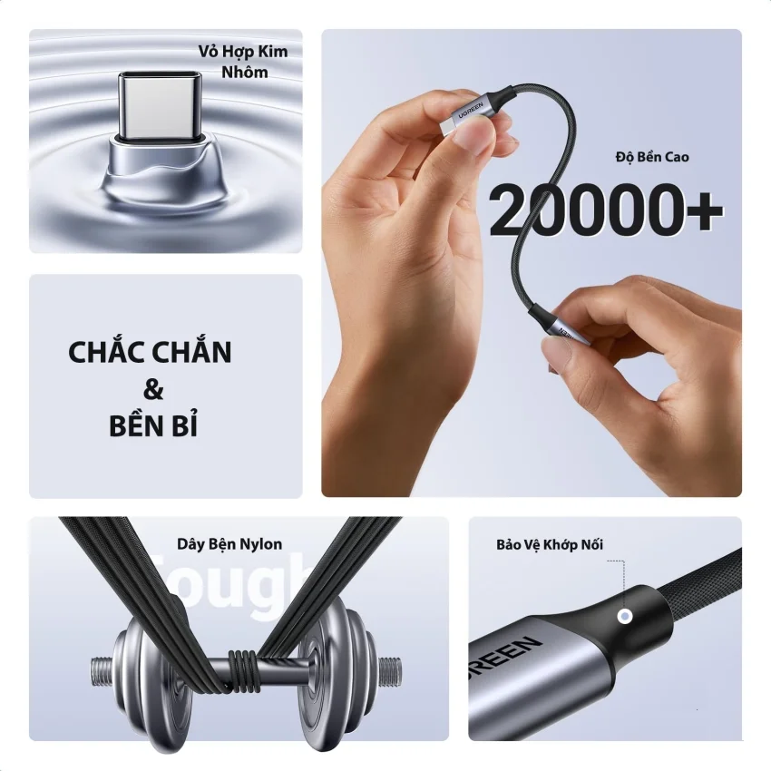 Bộ chuyển âm thanh USB-c ra 3.5mm màu đen, dài 10cm Ugreen (80154) — ảnh 8