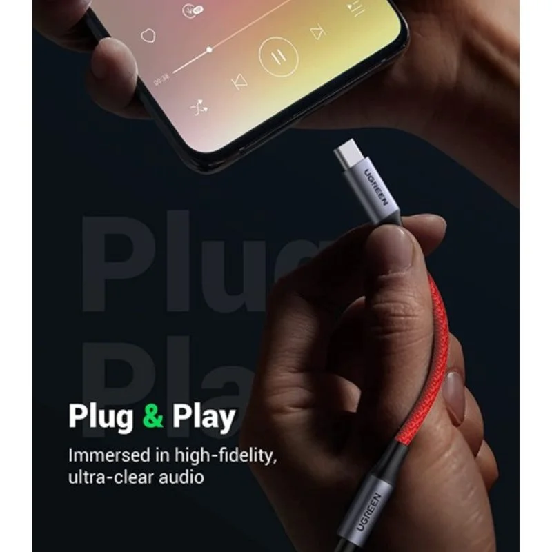 Bộ chuyển âm thanh USB-c ra 3.5mm màu đỏ, dài 10cm Ugreen (70859) — ảnh 4