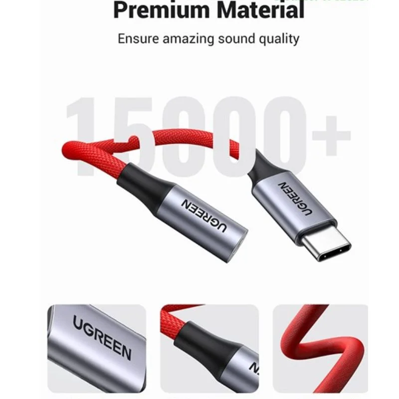 Bộ chuyển âm thanh USB-c ra 3.5mm màu đỏ, dài 10cm Ugreen (70859)