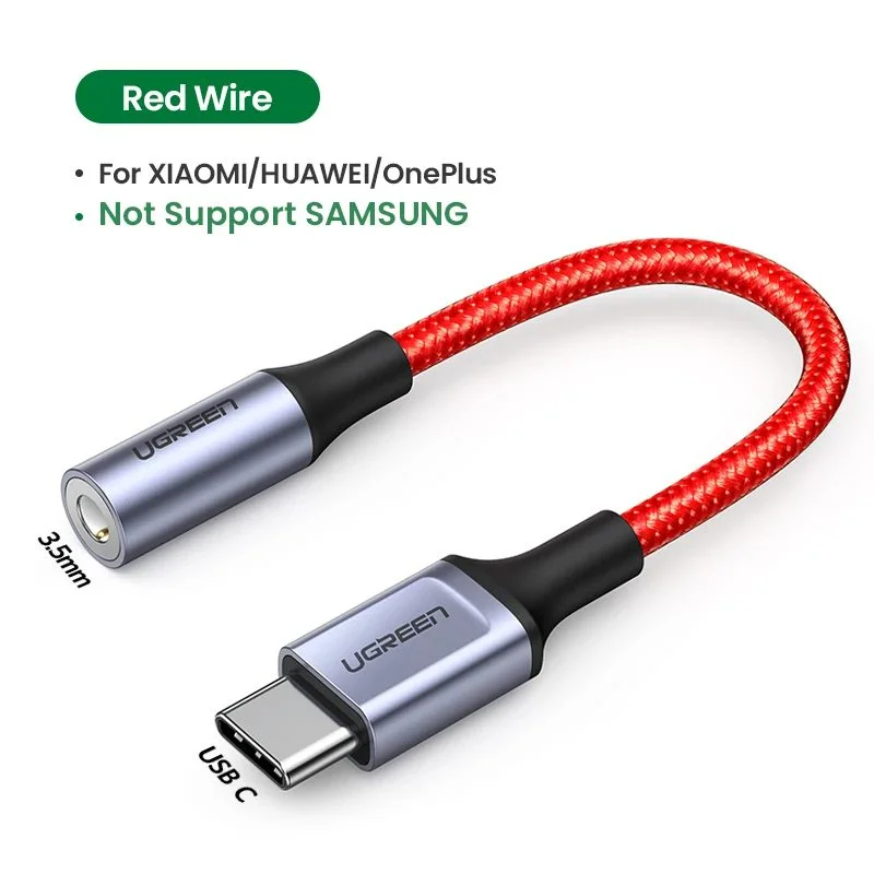Bộ chuyển âm thanh USB-c ra 3.5mm màu đỏ, dài 10cm Ugreen (70859)