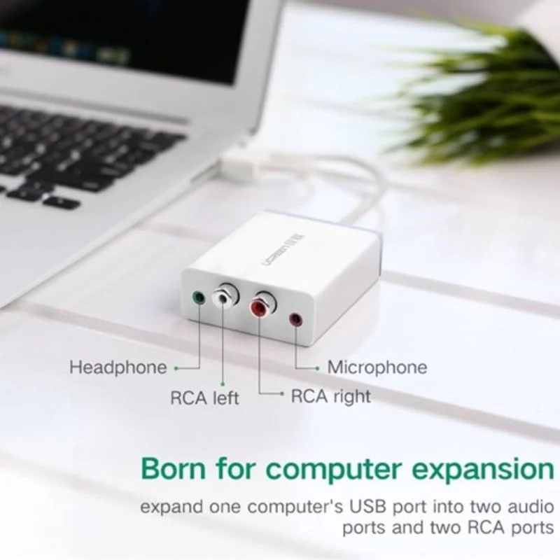 Bộ chuyển âm thanh USB ra 3.5mm và 2 đầu hoa sen, màu đen, dài 1M Ugreen (30521) — ảnh 3