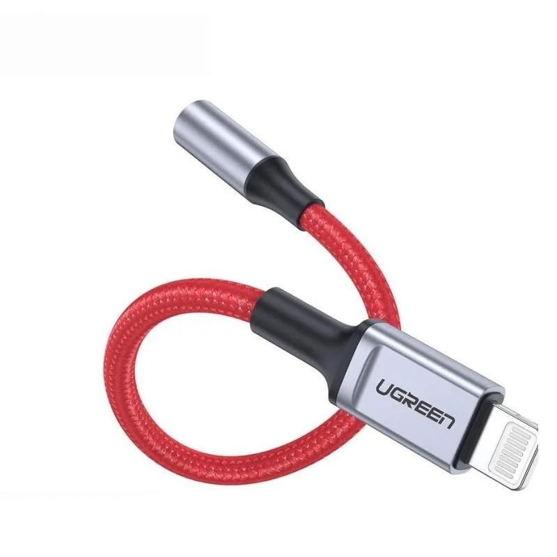Bộ chuyển đổi có chipset lightning sang 3.5mm dài 7cm màu đỏ Ugreen (70507)