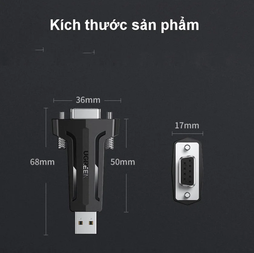 Bộ chuyển đổi có chipset USB sang COM RS232 Ugreen (80111)