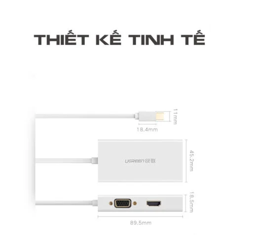 Bộ chuyển đổi DisplayPort sang HDMI/VGA/DVI màu trắng Ugreen ( 20417)