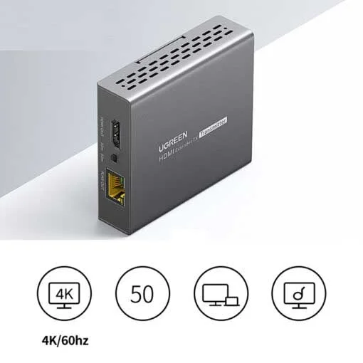 Bộ chuyển đổi HDMI 2.0 qua cáp mạng Cat5e, 6 màu đen hỗ trợ 4K kéo xa 50m Ugreen (10938)