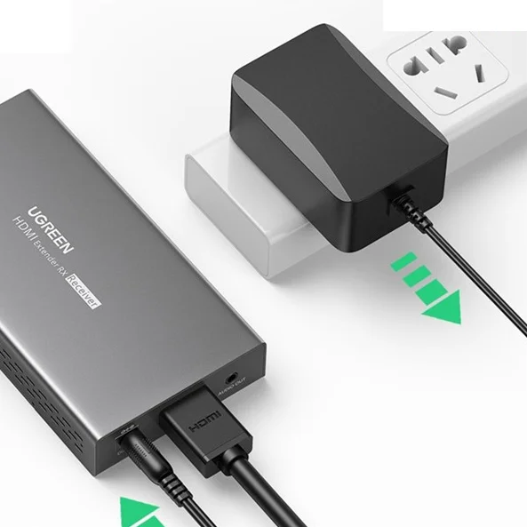 Bộ chuyển đổi HDMI 2.0 qua cáp mạng CAT5e, 6 màu ghi hỗ trợ 120-360m Ugreen (10939) — ảnh 2