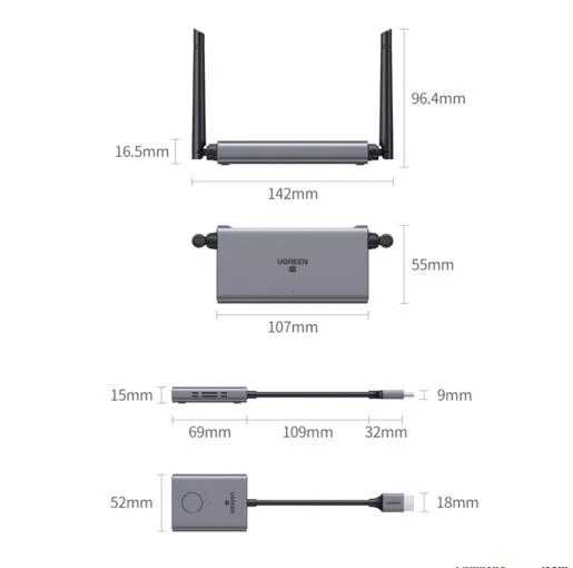Bộ chuyển đổi HDMI có chipset trình chiếu từ xa gồm bộ truyền, nhận Ugreen (50633A)