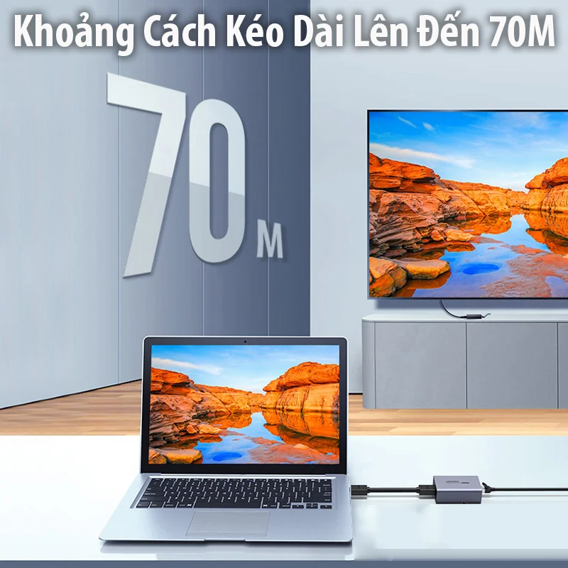 Bộ chuyển đổi HDMI qua cáp mạng Cat5,6 (70m) hỗ trợ 1080p Ugreen (20519) — ảnh 3