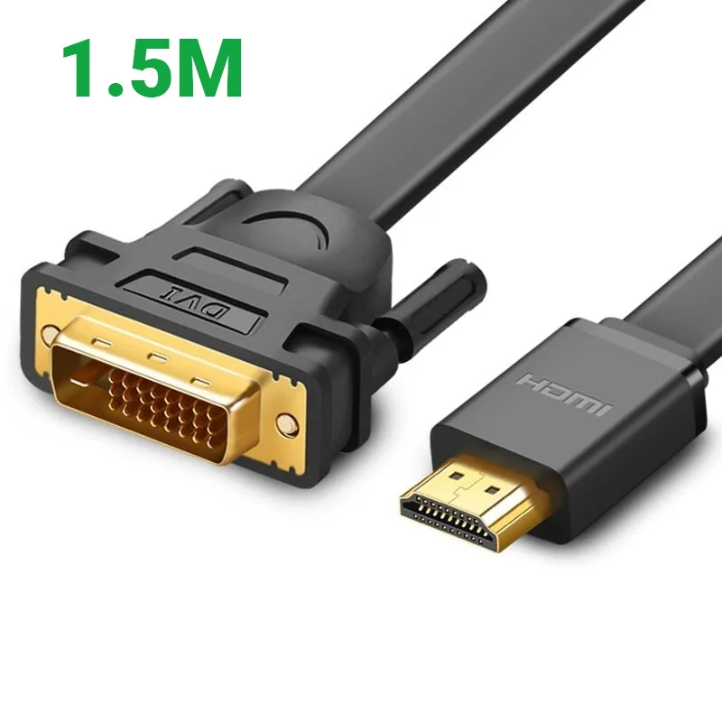 Bộ chuyển đổi HDMI sang DVI 24+1 dẹt, màu đen, dài 1.5M Ugreen 30105