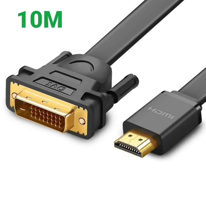 Bộ chuyển đổi HDMI sang DVI 24+1 dẹt, màu đen, dài 10M Ugreen 30140
