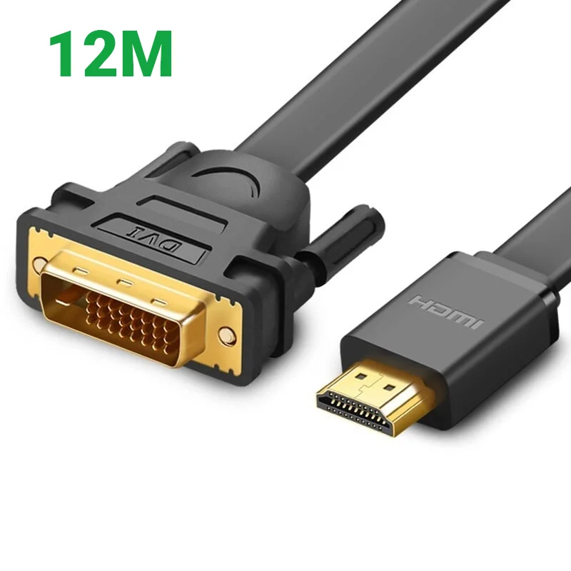 Bộ chuyển đổi HDMI sang DVI 24+1 dẹt, màu đen, dài 12M Ugreen 30141