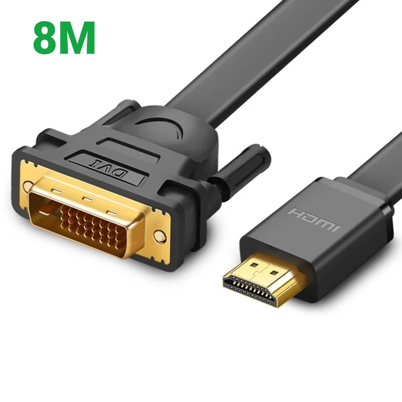 Bộ chuyển đổi HDMI sang DVI 24+1 dẹt, màu đen, dài 8M Ugreen 30139