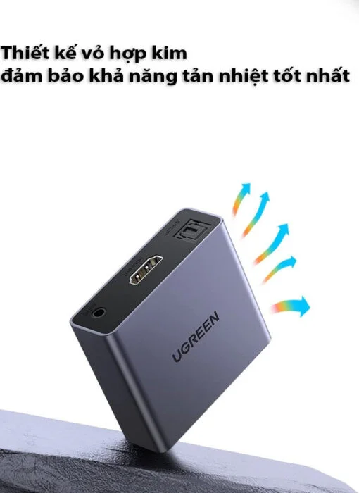 Bộ chuyển đổi HDMI sang HDMI + Quang + 3.5mm vỏ nhôm màu đen Ugreen (60649)