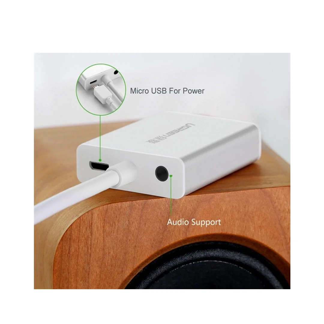 Bộ chuyển đổi HDMI sang VGA + 3.5mm + Micro USB màu trắng Ugreen (40212)