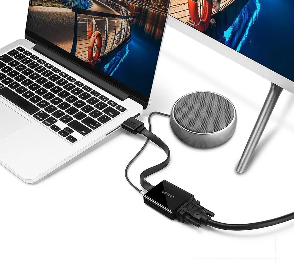 Bộ chuyển đổi HDMI sang VGA + Audio dẹt, có hỗ trợ nguồn Ugreen (40248)