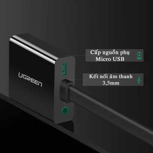 Bộ chuyển đổi HDMI sang VGA + Audio dẹt, có hỗ trợ nguồn Ugreen (40248)