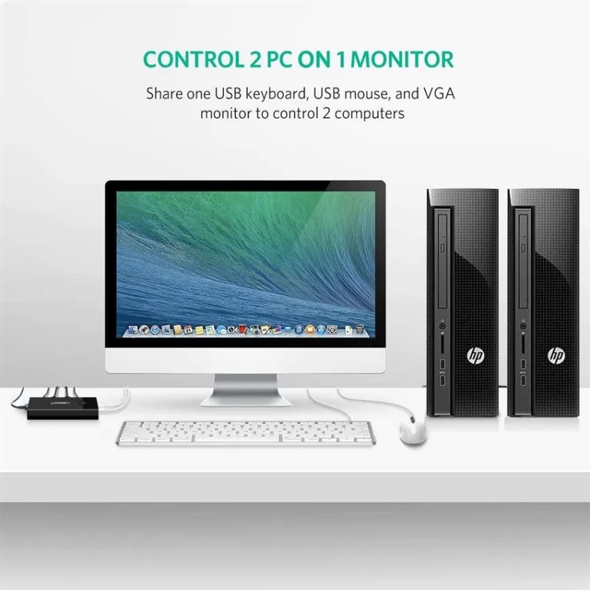 Bộ chuyển đổi KVM màu đen Ugreen (30357)