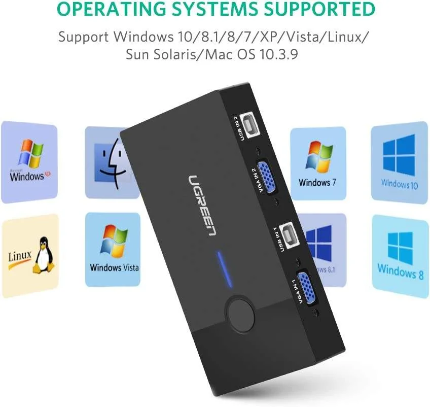 Bộ chuyển đổi KVM màu đen Ugreen (30357) — ảnh 3