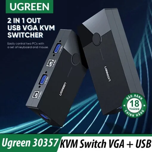 Bộ chuyển đổi KVM màu đen Ugreen (30357) — ảnh 5